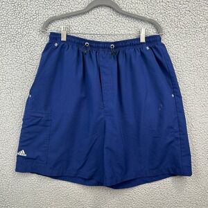 Vintage Adidas Activewear Shorts Men's XL Navy Blue Polyester Drawstring